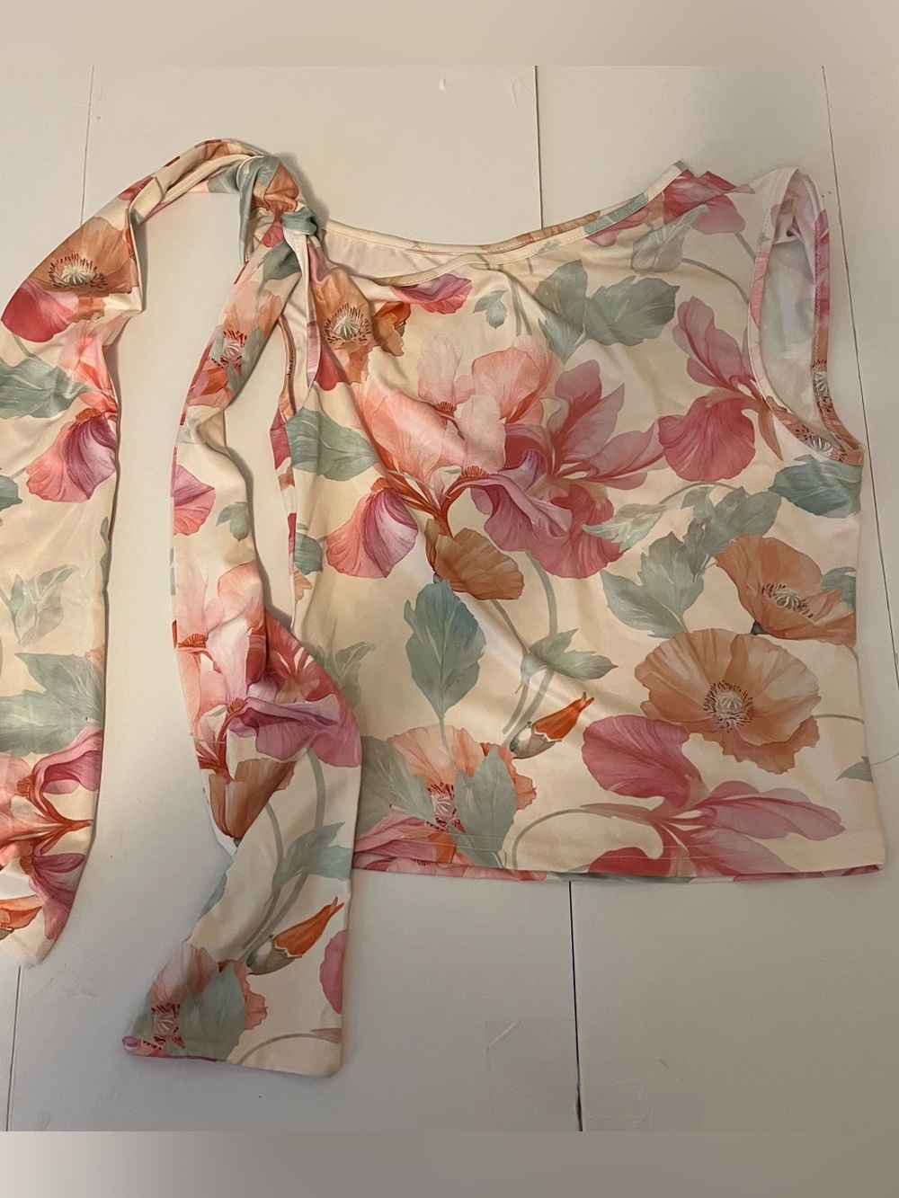Floral Tie Top in Cream and Pink